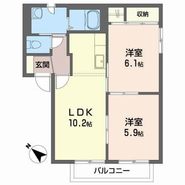 北上市常盤台4丁目【ハーモニアスK B】築26年の間取り