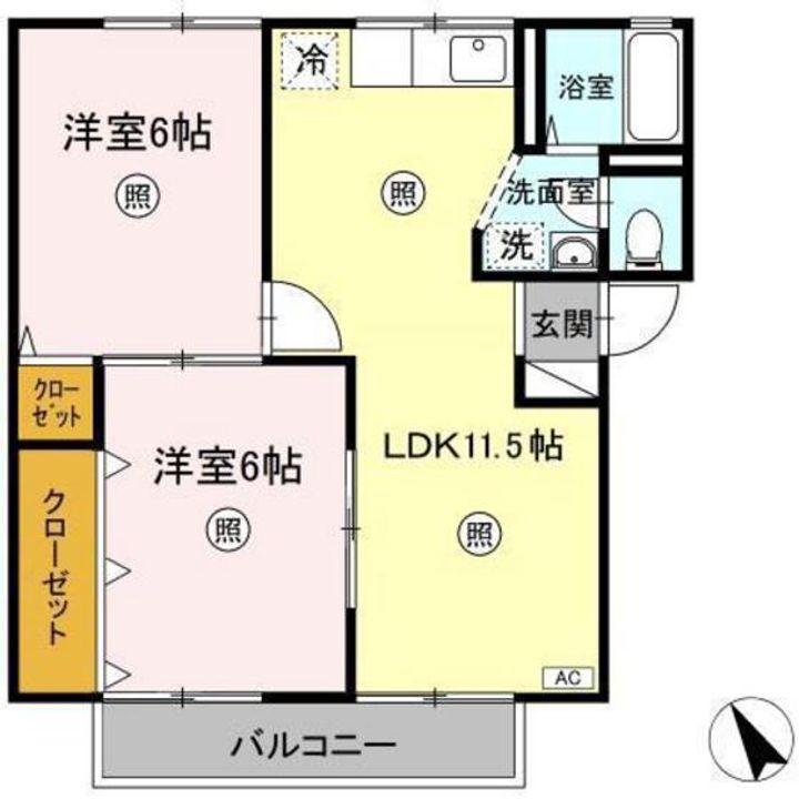 プレジール小野 E棟の間取り