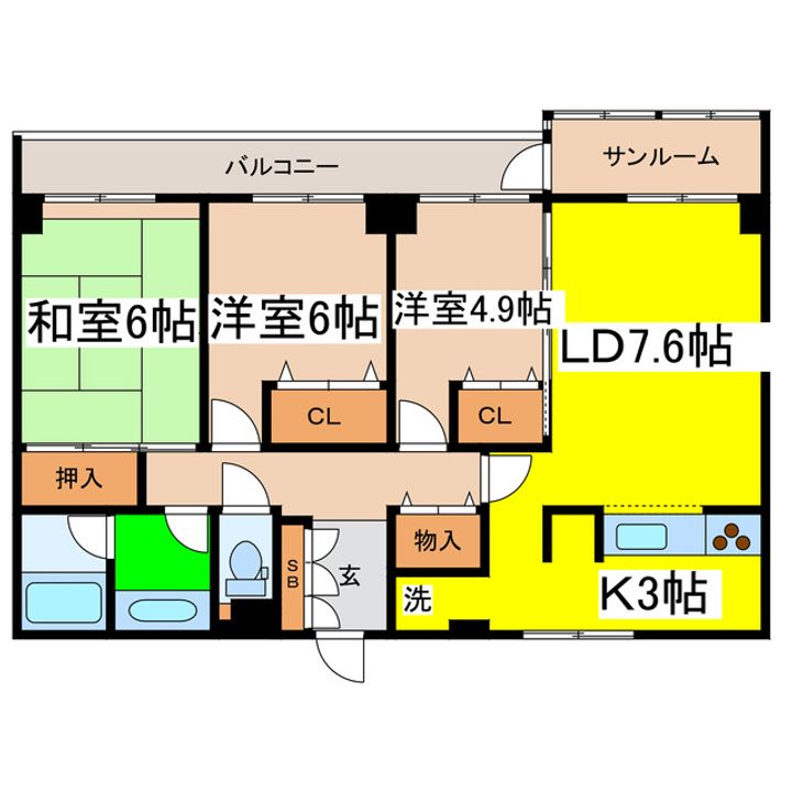芦野マンション3号棟の間取り