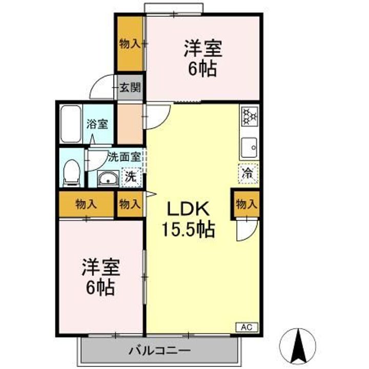 福島県郡山市安積荒井3(アパート)の賃貸物件の間取り