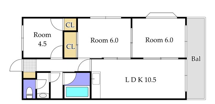 ローレルコート福島角部屋の間取り
