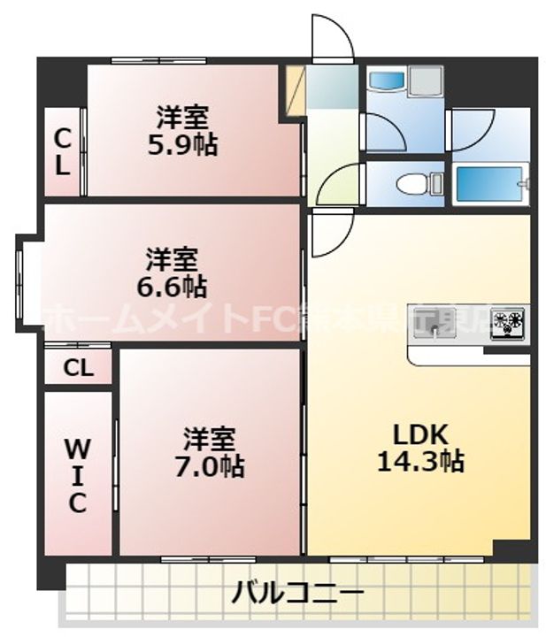 ヒルクレスト水前寺の間取り
