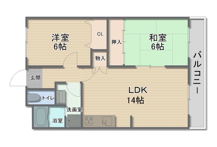 大阪府八尾市恩智北町2(マンション)の賃貸物件の間取り