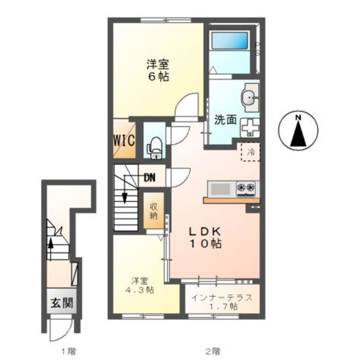 群馬県前橋市朝倉町(アパート)の賃貸物件の間取り