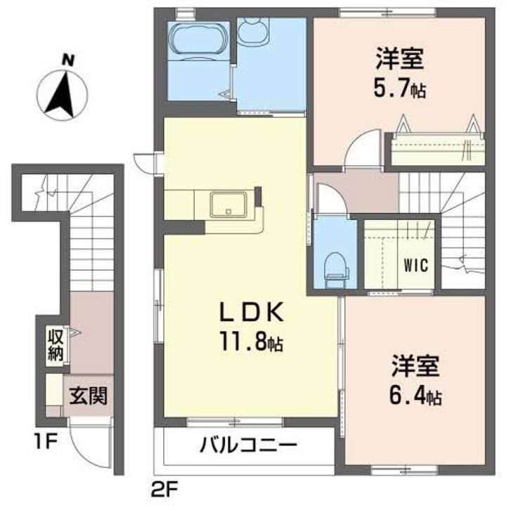 奥州市水沢字虚空蔵小路【シャーメゾン・グレイス】築19年の間取り