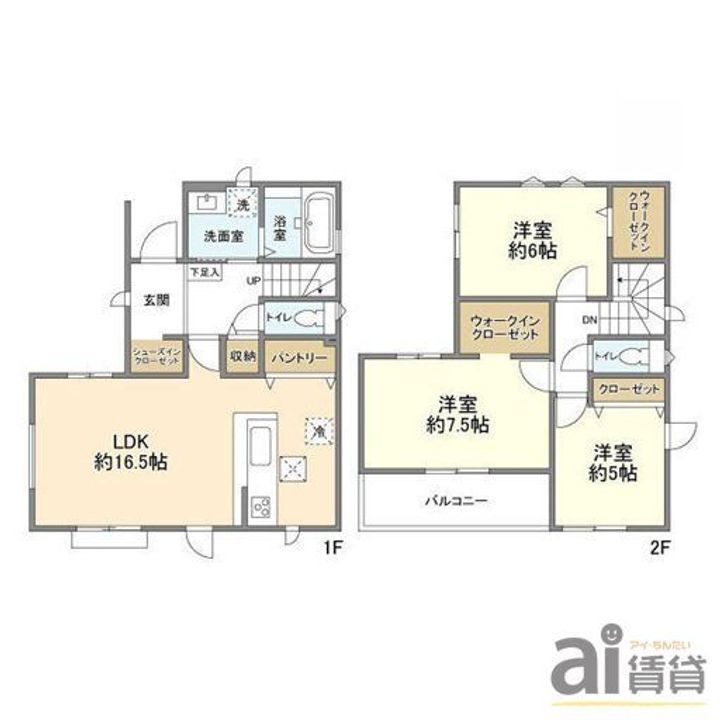 埼玉県川越市六軒町2(一戸建)の賃貸物件の間取り