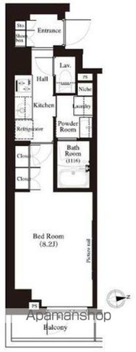 東京都中野区江原町2の賃貸マンションの間取り