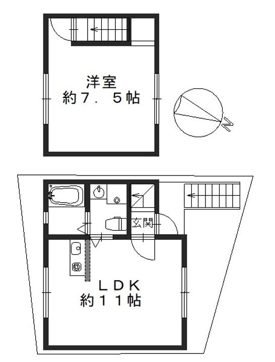 京都府京都市左京区下鴨東半木町(一戸建)の賃貸物件の間取り