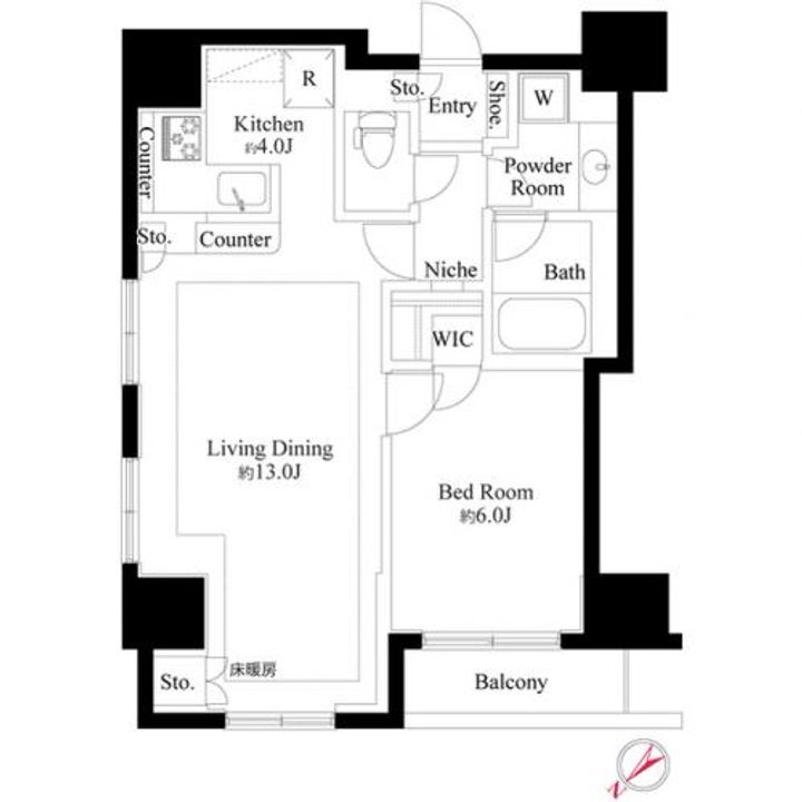 東京都中央区銀座8(マンション)の賃貸物件の間取り