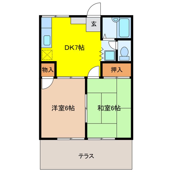 岐阜県岐阜市鏡島西1(アパート)の賃貸物件の間取り