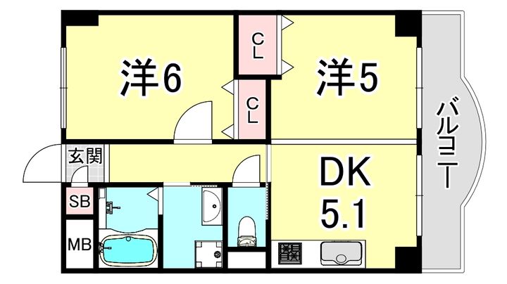 兵庫県明石市野々上2(マンション)の賃貸物件の間取り