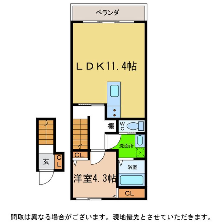 徳島県阿南市羽ノ浦町中庄かわら池(アパート)の賃貸物件の間取り