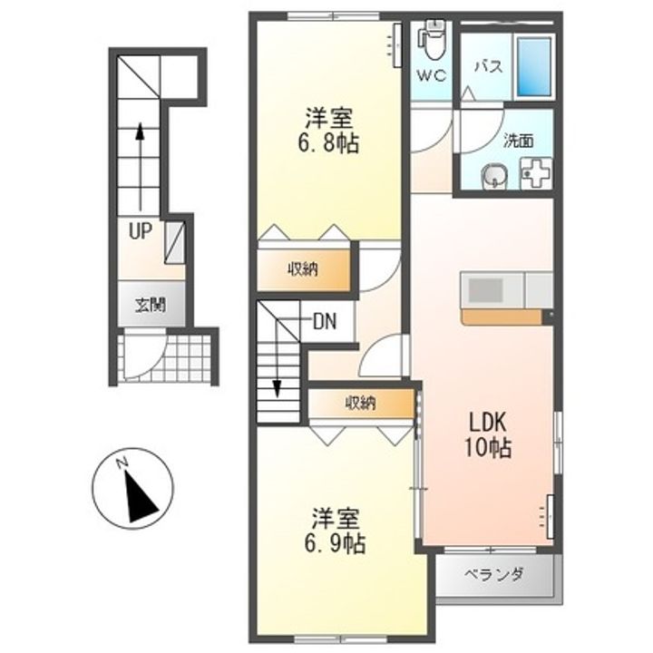 茨城県ひたちなか市阿字ケ浦町(アパート)の賃貸物件の間取り