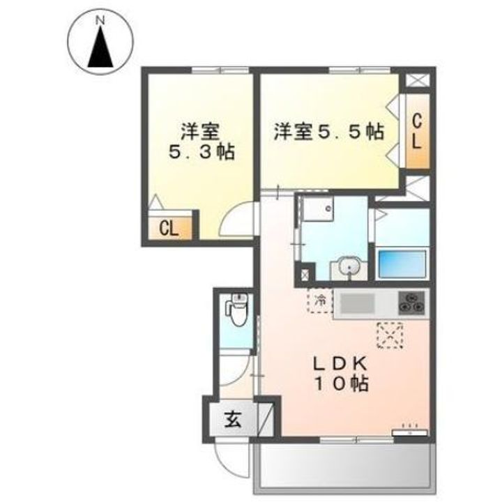 広島県福山市駅家町大字近田(アパート)の賃貸物件の間取り