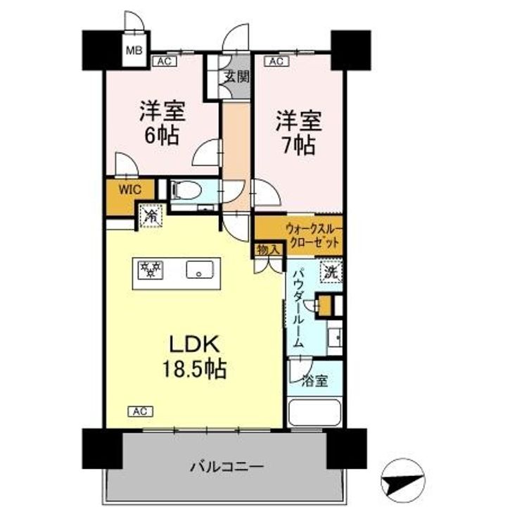 沖縄県中頭郡北中城村字ライカム(マンション)の賃貸物件の間取り