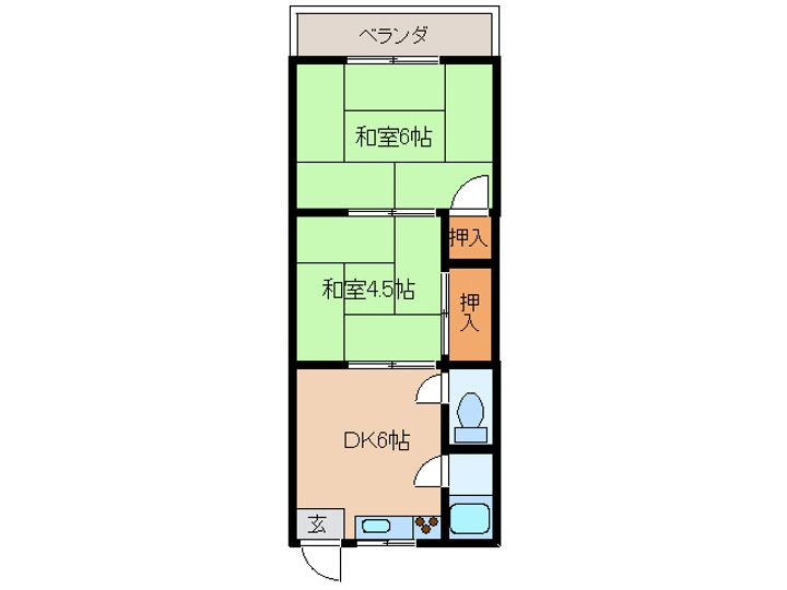 山口県岩国市元町2(アパート)の賃貸物件の間取り
