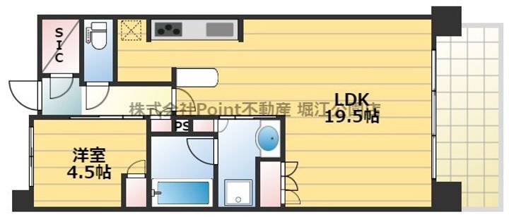 大阪府大阪市西区南堀江1(マンション)の賃貸物件の間取り
