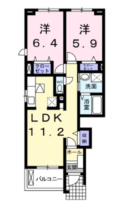 愛知県名古屋市緑区相原郷2(アパート)の賃貸物件の間取り