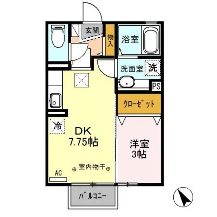 栃木県小山市若木町1(アパート)の賃貸物件の間取り