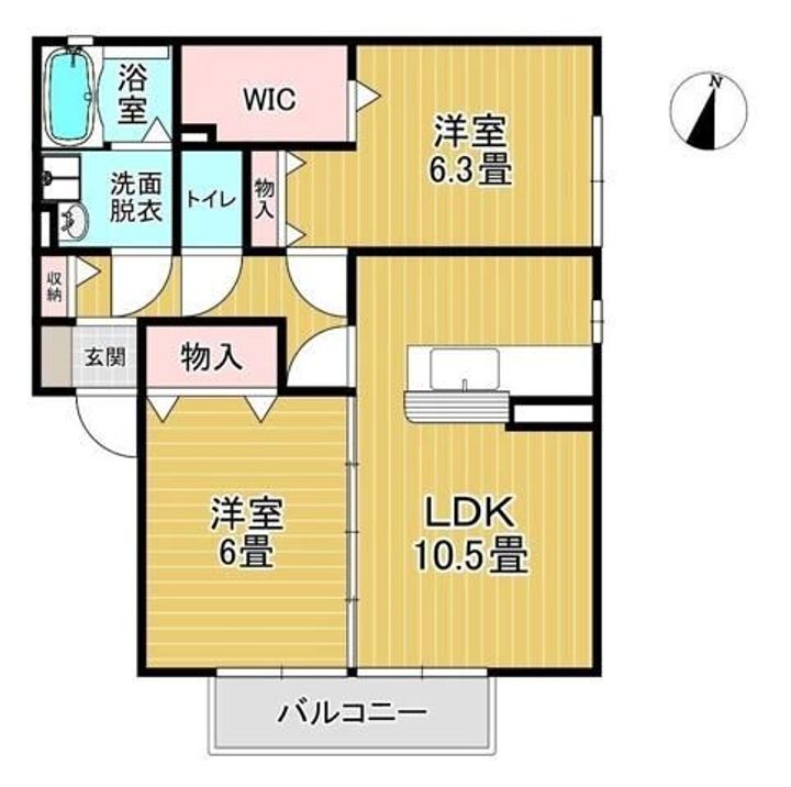 茨城県古河市鴻巣(アパート)の賃貸物件の間取り