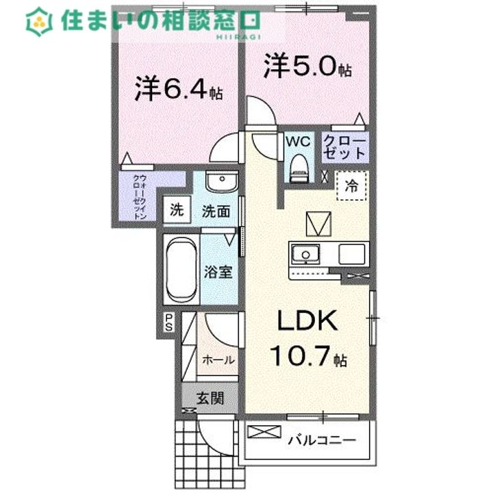 愛知県岡崎市柿田町(アパート)の賃貸物件の間取り