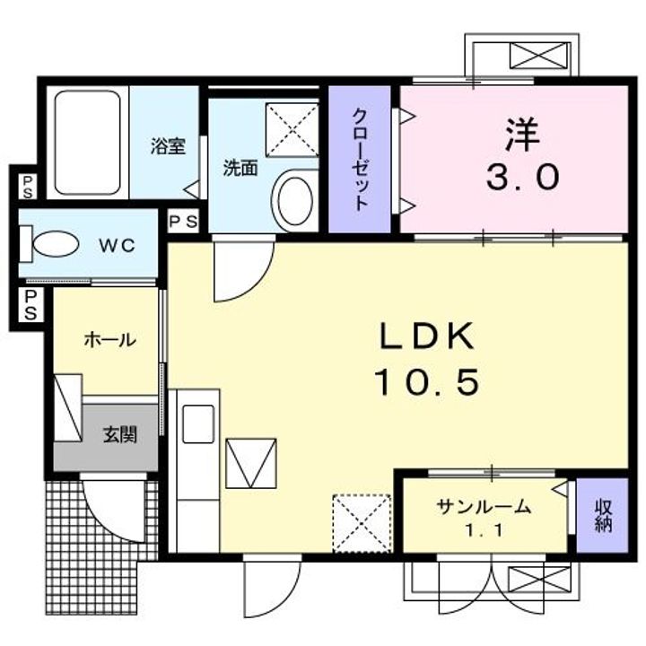 新潟県新潟市北区太田(アパート)の賃貸物件の間取り