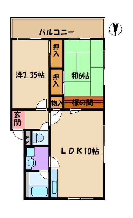 大阪府大阪市平野区瓜破東2(マンション)の賃貸物件の間取り