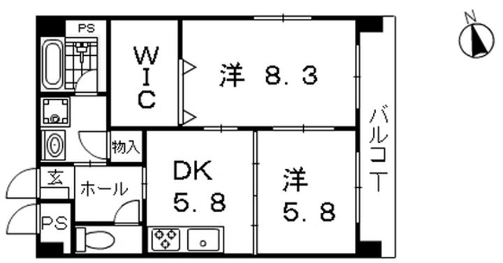 広島県広島市中区吉島東1(マンション)の賃貸物件の間取り