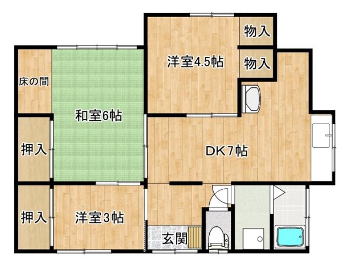 長崎県大村市水田町(一戸建)の賃貸物件の間取り