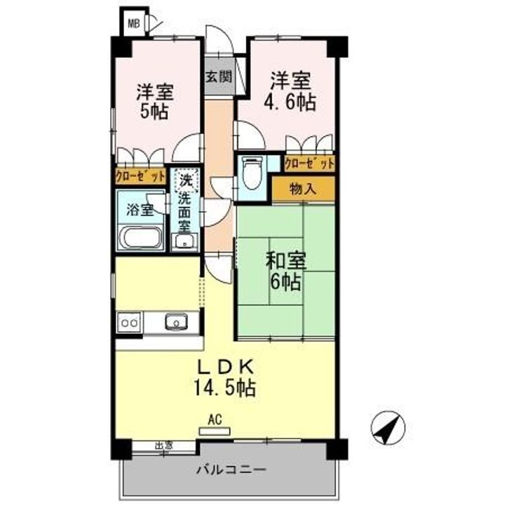 広島県東広島市三永3(マンション)の賃貸物件の間取り