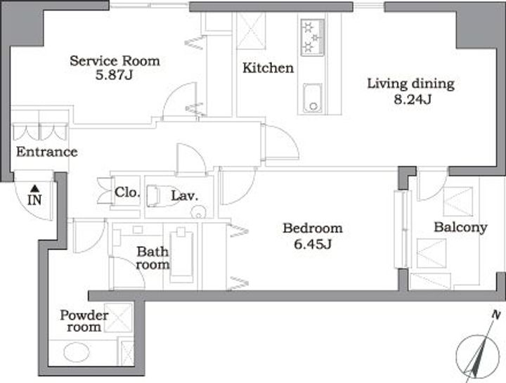 東京都港区東麻布1(マンション)の賃貸物件の間取り