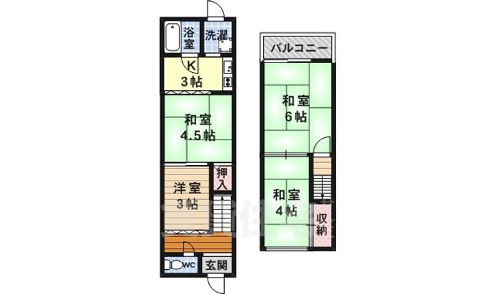 京都府向日市鶏冠井町堀ノ内(一戸建)の賃貸物件の間取り