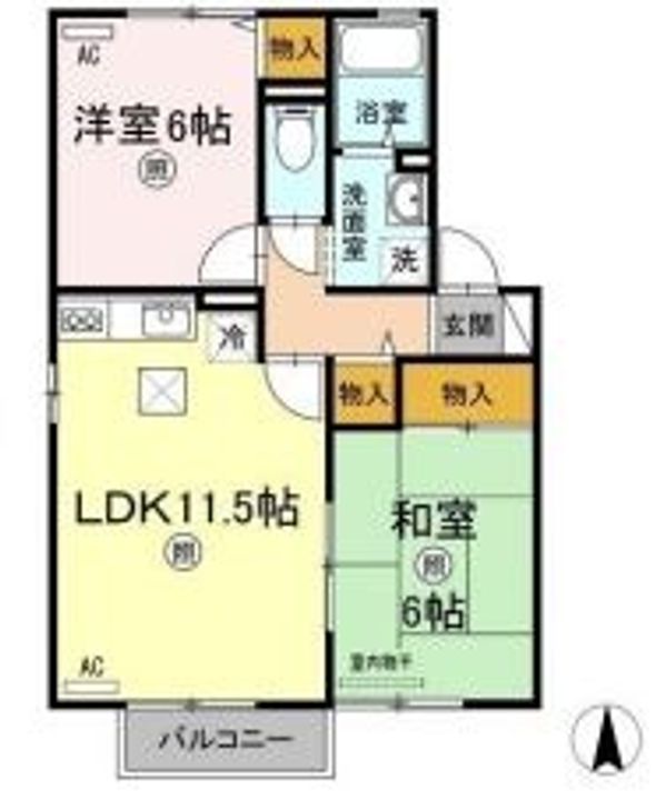 岡山県倉敷市吉岡(アパート)の賃貸物件の間取り