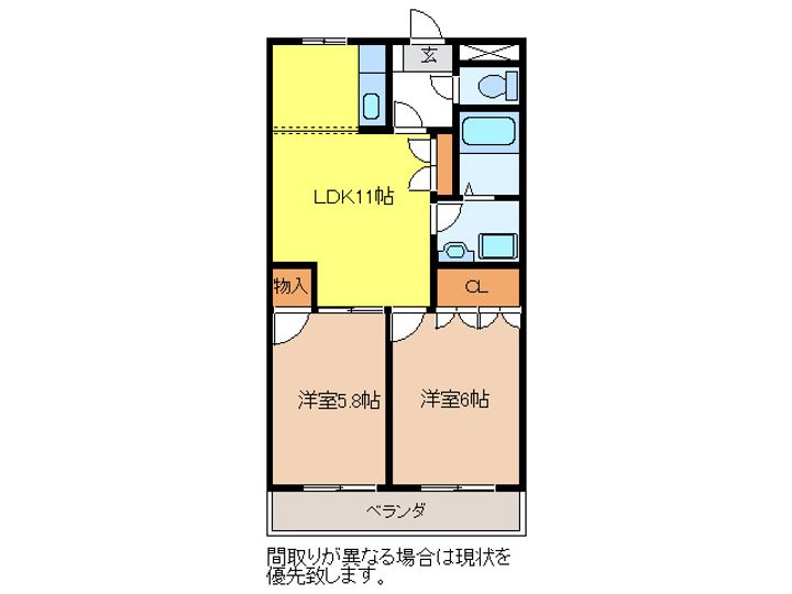 岐阜県岐阜市太郎丸北郷(アパート)の賃貸物件の間取り
