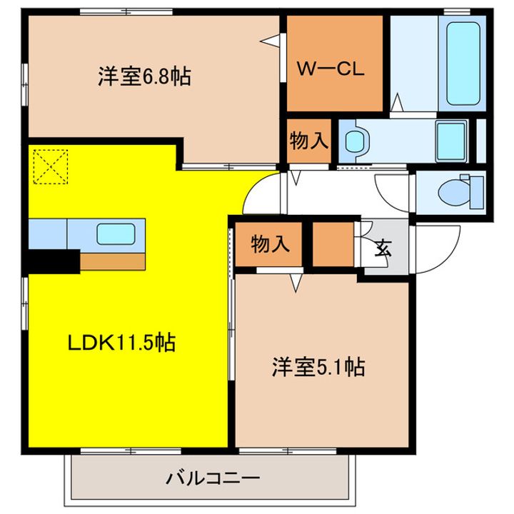 岐阜県大垣市今宿3(アパート)の賃貸物件の間取り