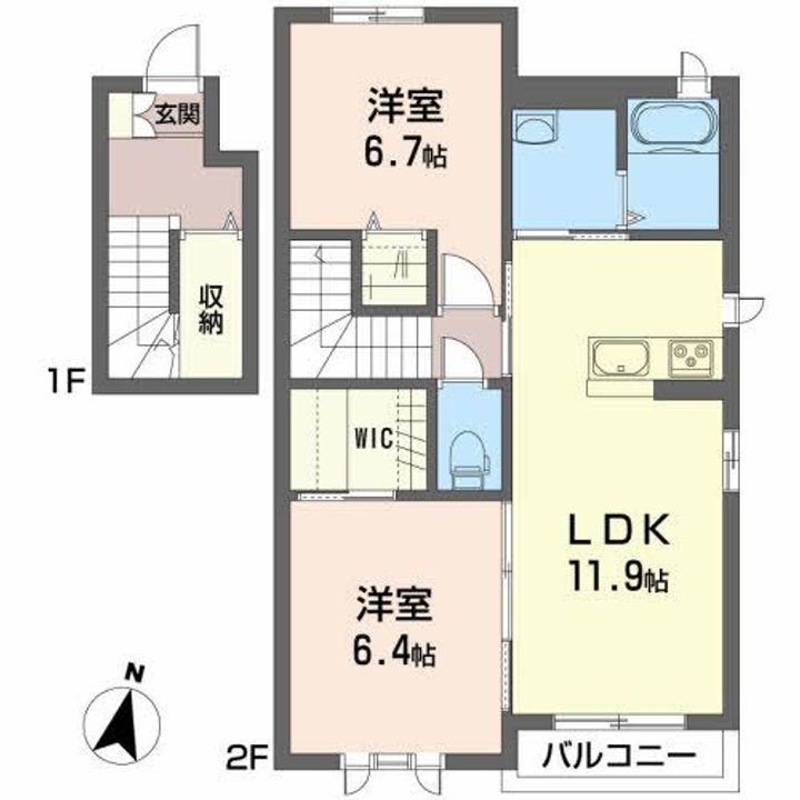 福島県郡山市開成4(アパート)の賃貸物件の間取り