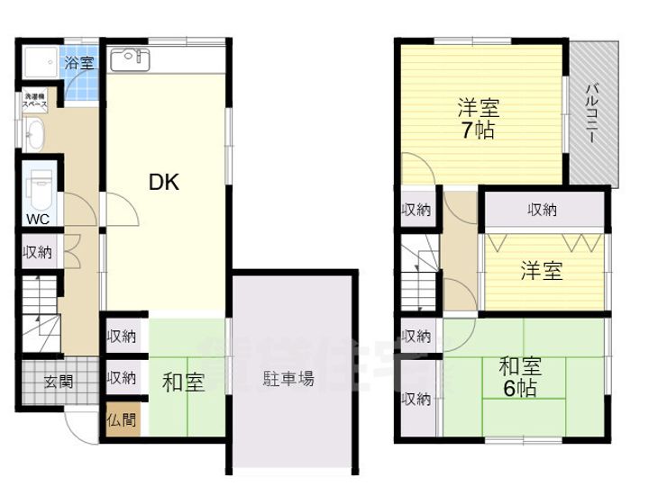 奈良県生駒郡平群町西宮3(一戸建)の賃貸物件の間取り