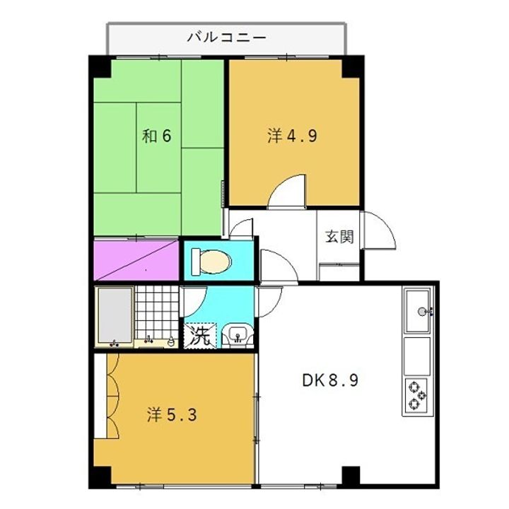 埼玉県所沢市東所沢和田2(マンション)の賃貸物件の間取り