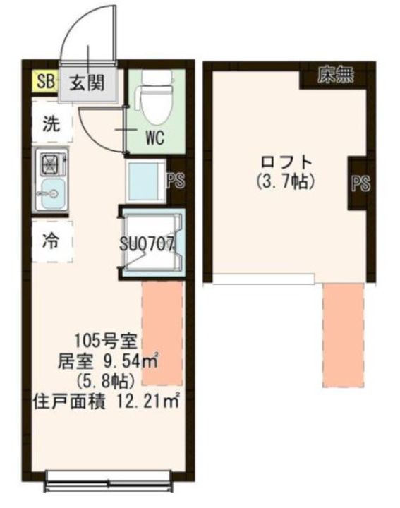 東京都板橋区上板橋2(アパート)の賃貸物件の間取り
