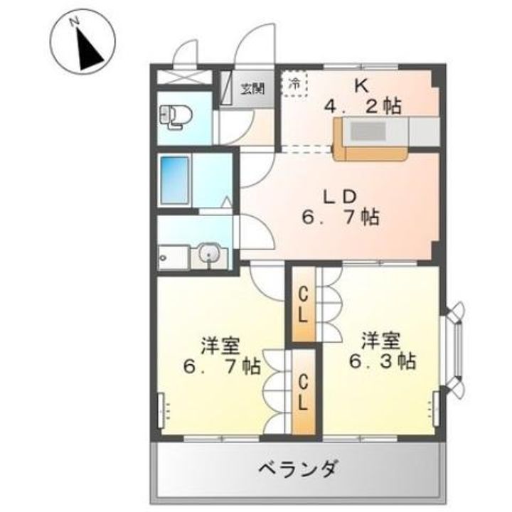 ルーエンビレッジ B棟の間取り