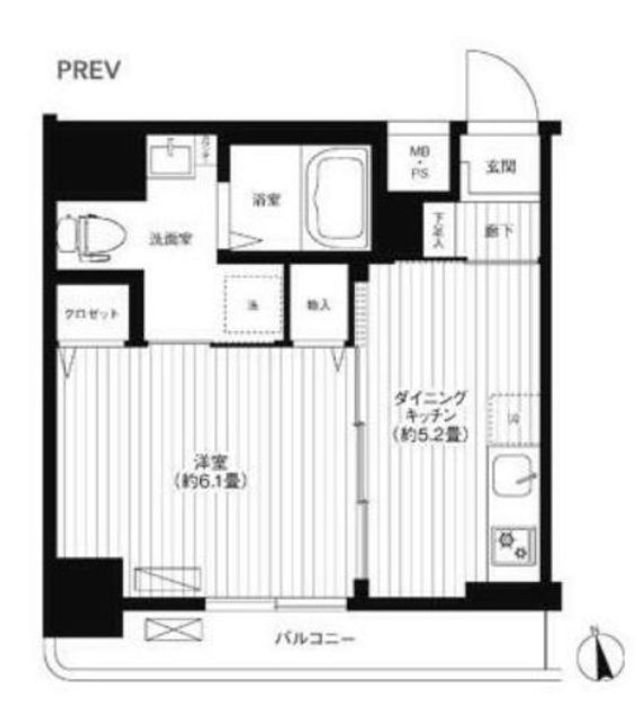 東京都新宿区若松町(マンション)の賃貸物件の間取り
