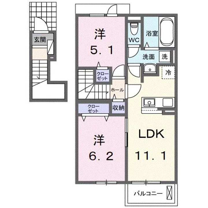 茨城県古河市女沼(アパート)の賃貸物件の間取り
