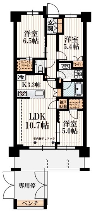 東京都世田谷区給田3(マンション)の賃貸物件の間取り