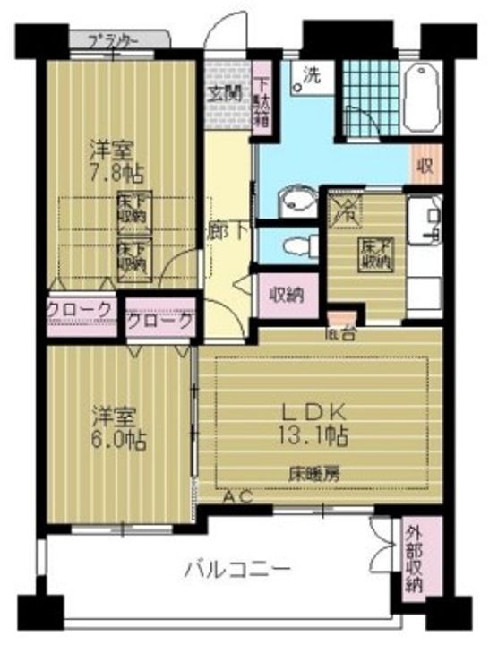 東京都日野市石田1(マンション)の賃貸物件の間取り