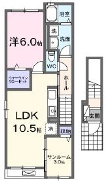 岡山県倉敷市上富井(アパート)の賃貸物件の間取り