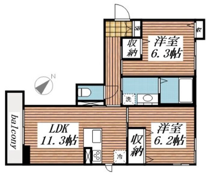千葉県千葉市緑区古市場町(マンション)の賃貸物件の間取り