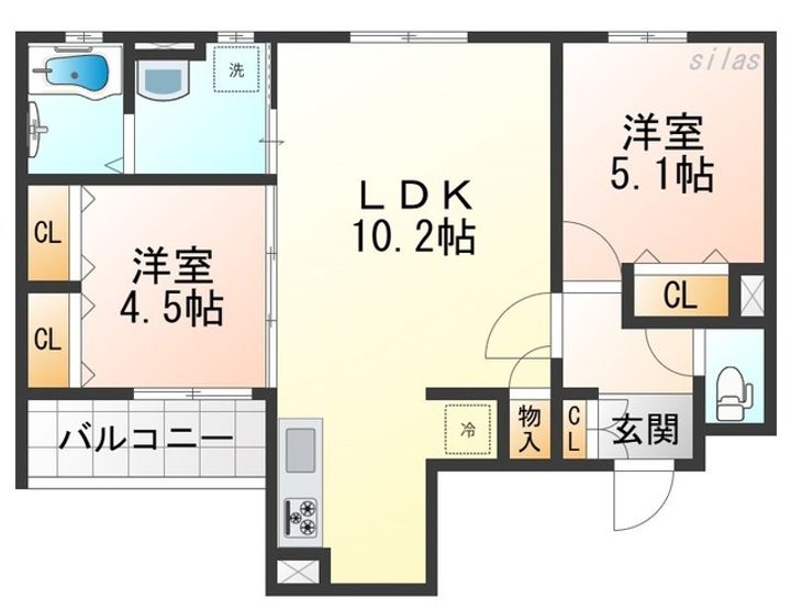 兵庫県尼崎市崇徳院2(アパート)の賃貸物件の間取り