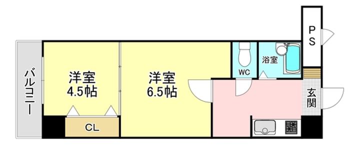 福岡県北九州市小倉北区弁天町(マンション)の賃貸物件の間取り