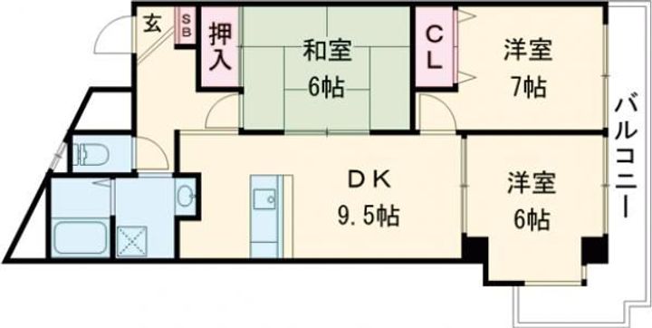 大阪府枚方市三栗1(マンション)の賃貸物件の間取り