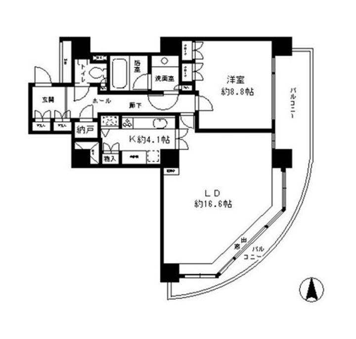 東京都中央区佃1(マンション)の賃貸物件の間取り